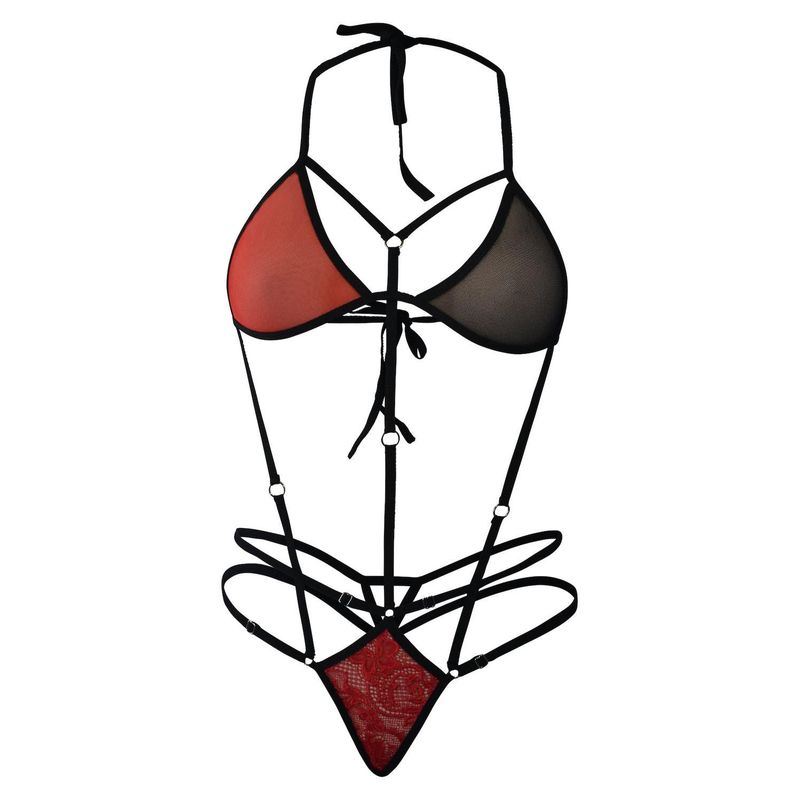 ELECTRIK LINGERIE - Body Harley en Rojo y Negro - Atrevido Contraste