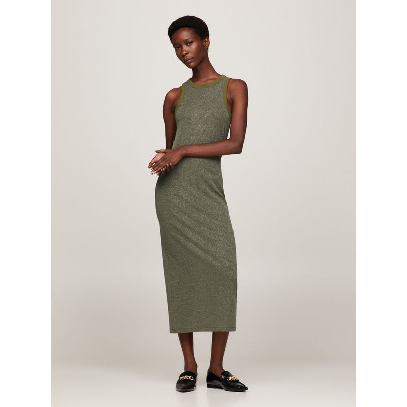 TOMMY HILFIGER - Vestido Midi Sin Mangas De Corte Slim Mujer Verde Tommy Hilfiger