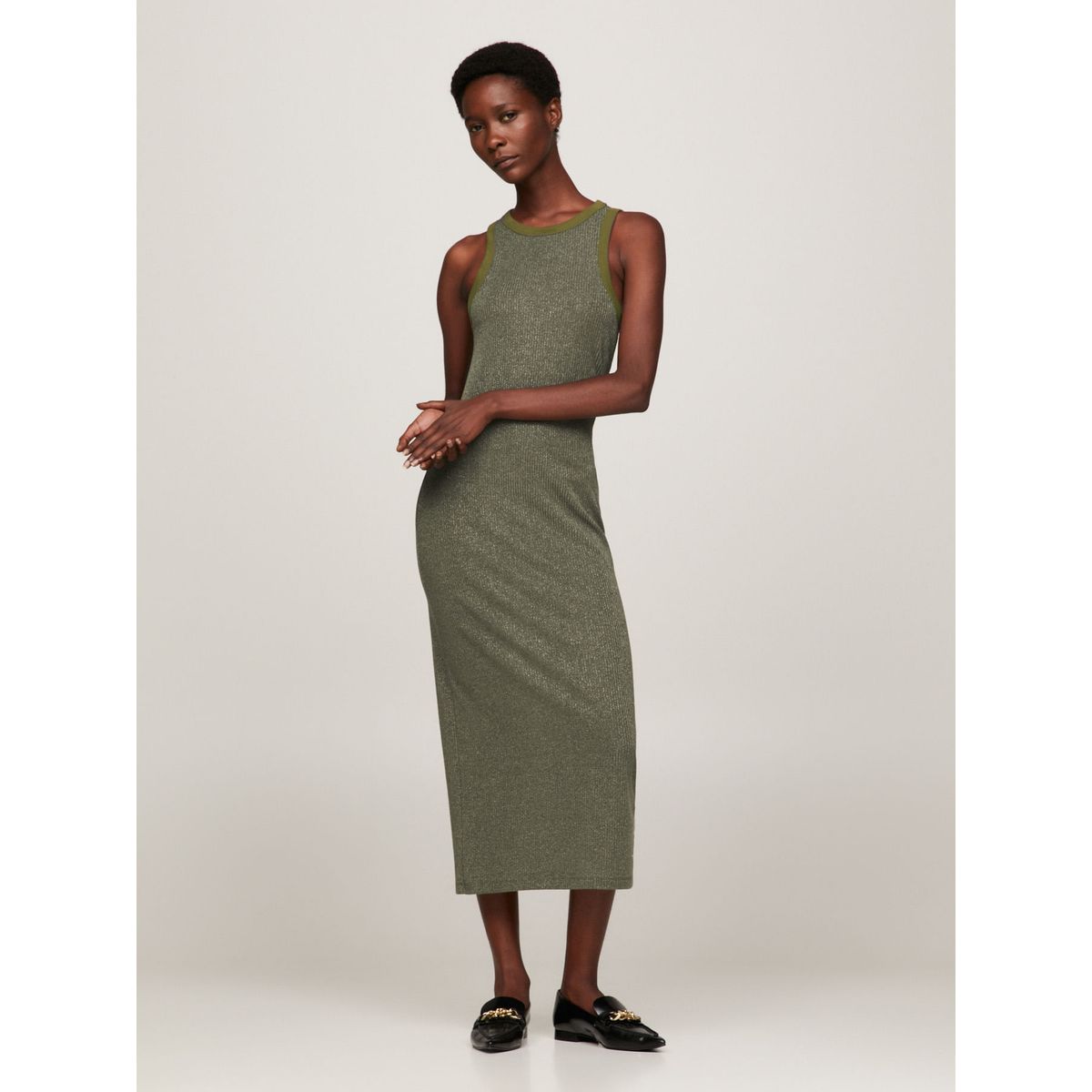 TOMMY HILFIGER - Vestido Midi Sin Mangas De Corte Slim Mujer Verde Tommy Hilfiger