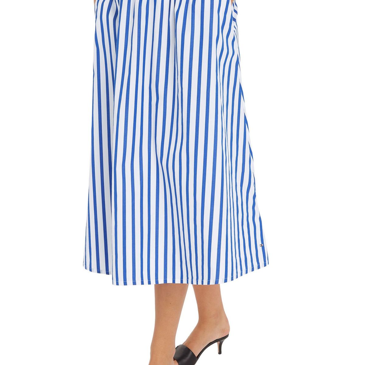 TOMMY HILFIGER - Falda Midi De Popelín Con Diseño De Rayas Mujer Azul Tommy Hilfiger