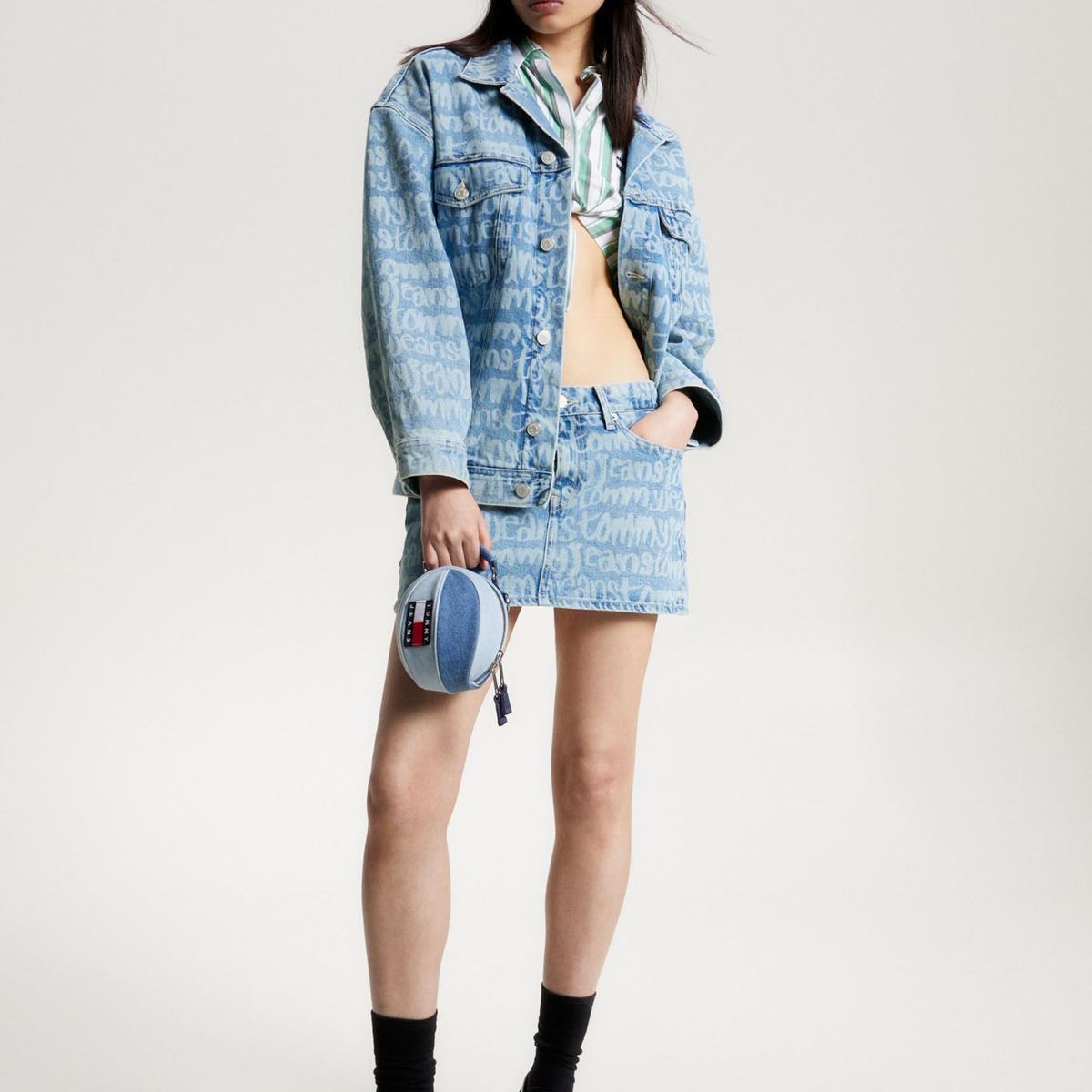 TOMMY HILFIGER - Mini Falda Con Estampado De Logotipo Mujer Azul Tommy Jeans