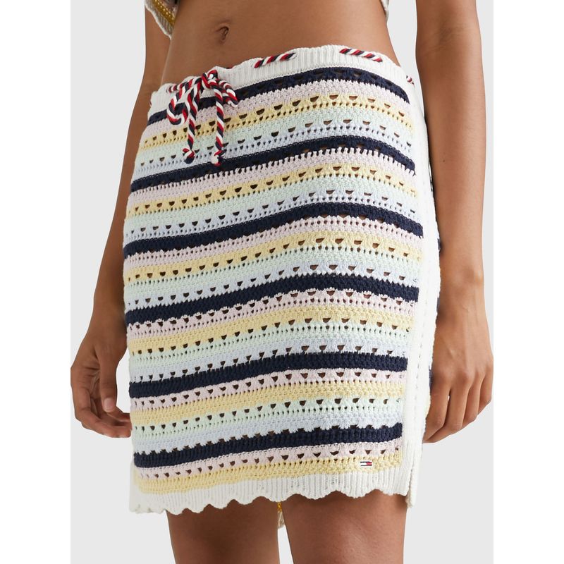 TOMMY HILFIGER - Falda De Croché Con Diseño De Rayas Mujer  Tommy Jeans