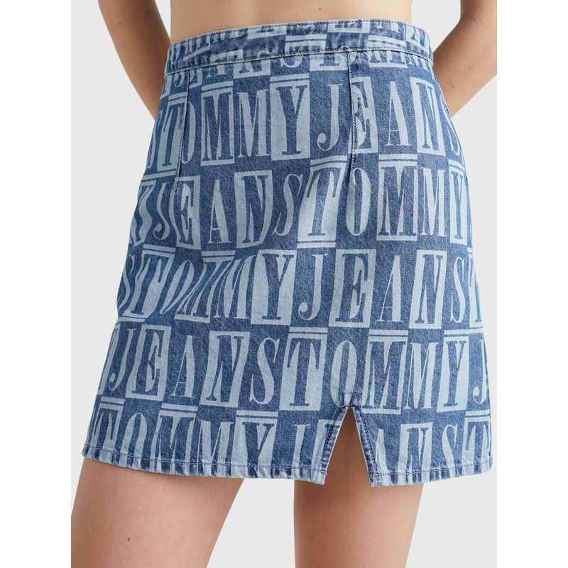 TOMMY HILFIGER - Minifalda Jeans Con Estampado De Letras Mujer Azul Tommy Jeans
