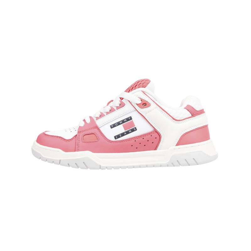TOMMY HILFIGER - Tenis Estilo Skater Con Texturas Mixtas Mujer Rosa Tommy Hilfiger