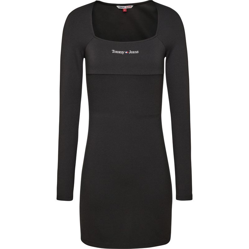 TOMMY HILFIGER - Vestido Negro Corta De Manga Larga Para Mujer Tommy Jeans