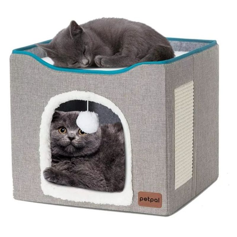 PETPAL - Cama Casa Iglu Para Gato Petpal Mascotas 2 Niveles Rascador