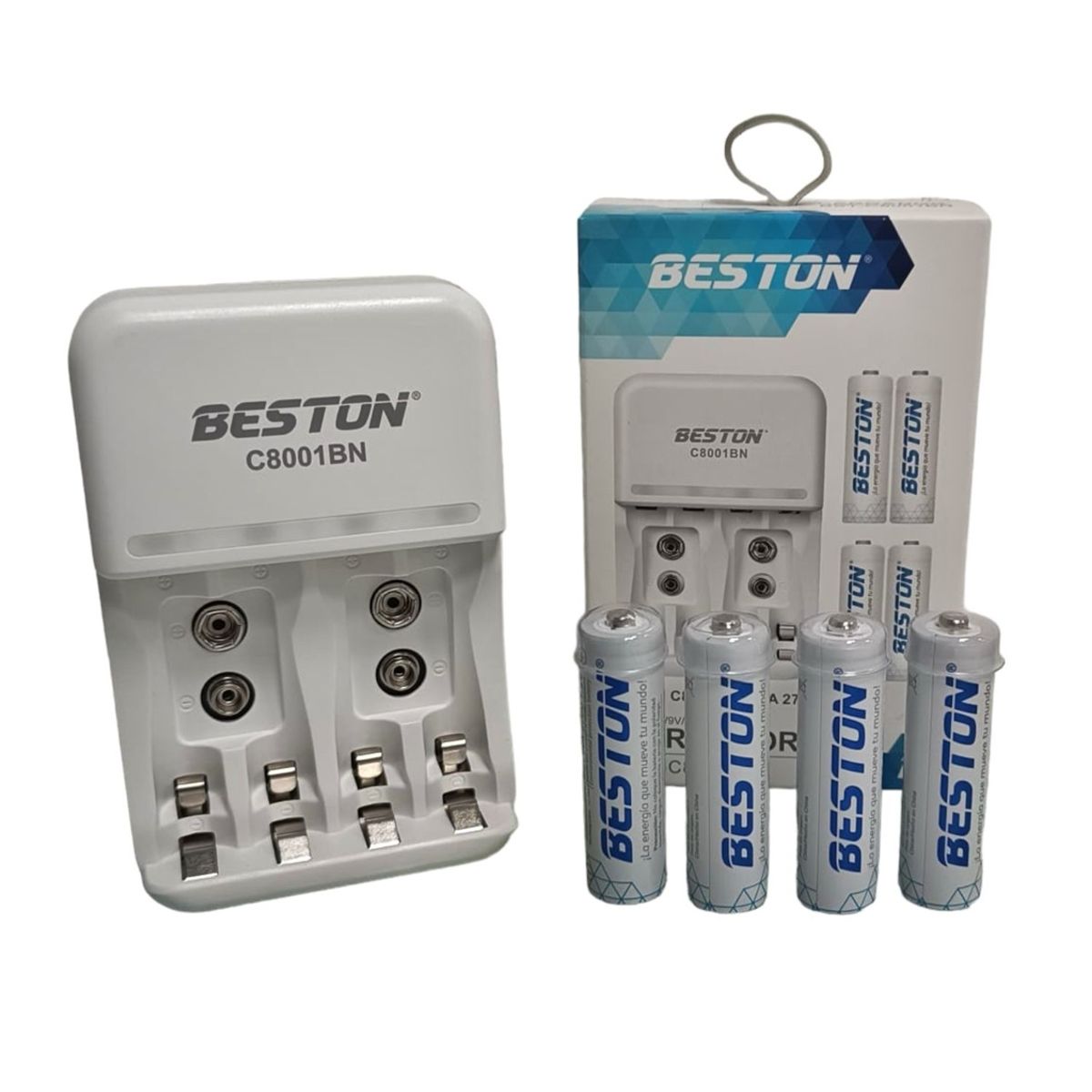 GENERICO - Cargador De Pilas Mas 4 Pilas Recargables Beston 2700 Mah Aa