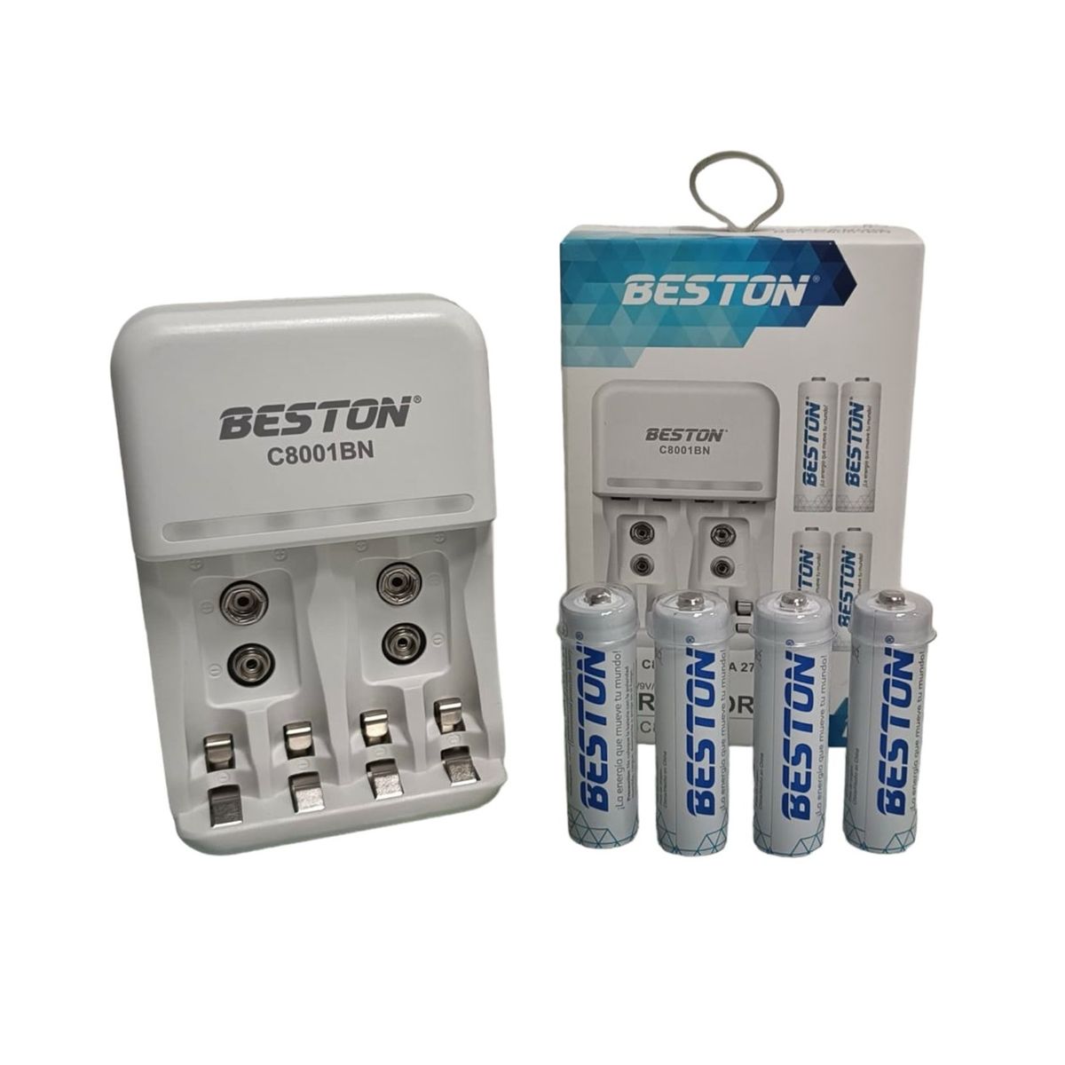 GENERICO - Cargador De Pilas Mas 4 Pilas Recargables Beston 2700 Mah Aa