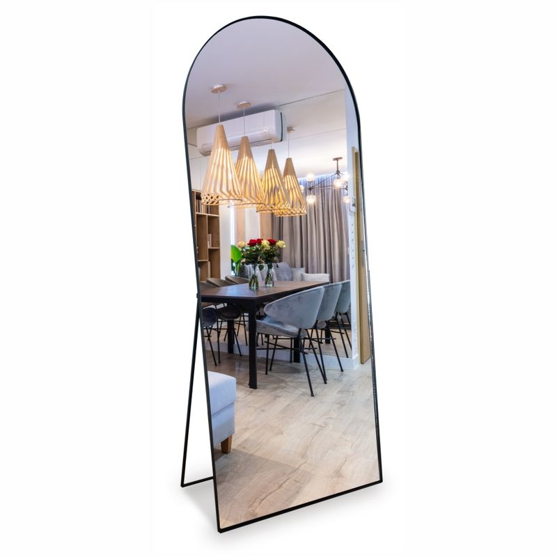 ALIK DISEÑO - Espejo De Piso Cuerpo Entero Marco y Soporte Metálico Negro 70x170cm