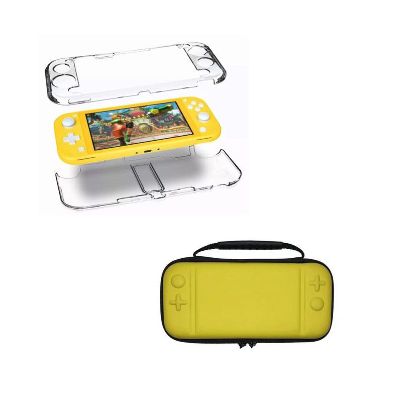 GENERICO - Estuche Rigido Amarillo + Acrilico Para Switch Lite