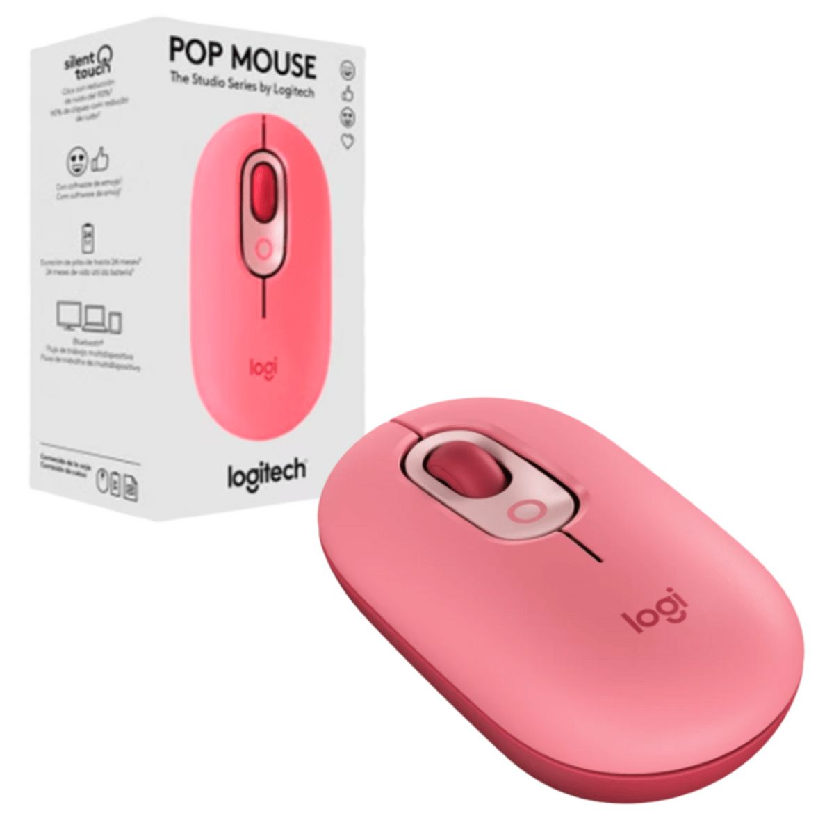 LOGITECH - Mouse Logitech POP Inalambrico-Bluetooth Morado función Emojis
