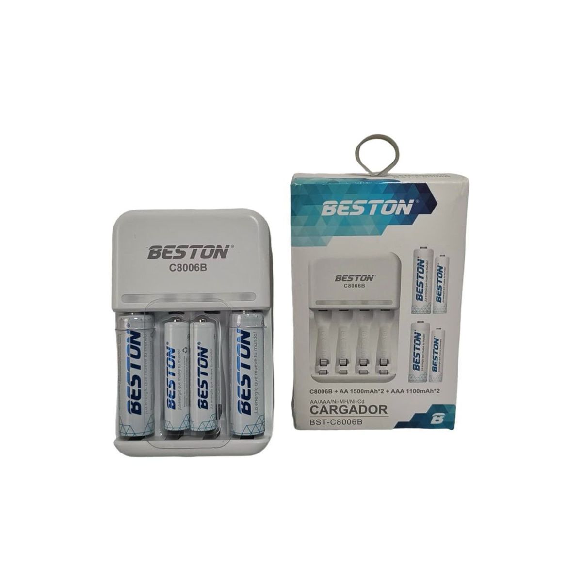 GENERICO - Cargador + 2 Pilas AA + 2 Pilaas AAA Beston Recargables