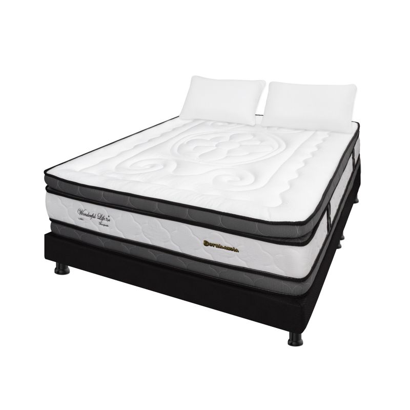 DORMILANDIA - Combo colchón doble 140x190 resortado wonderfu dp base cama almohadas