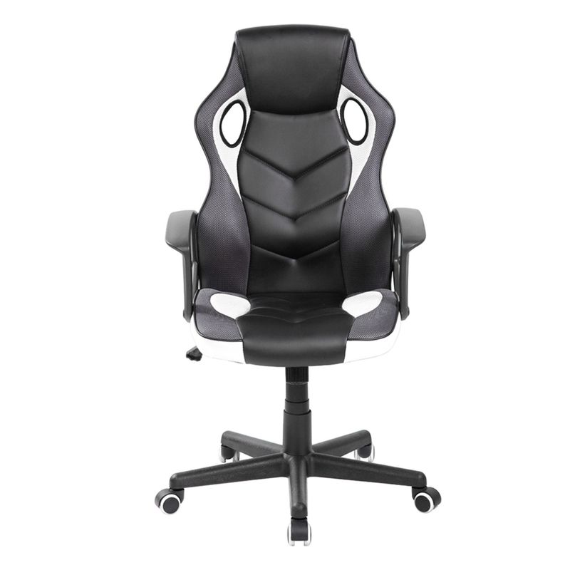 AKIVOY - Silla Gamer Rocker Para Oficina en Cuero Acolchada Giratoria Ngr-Blan-