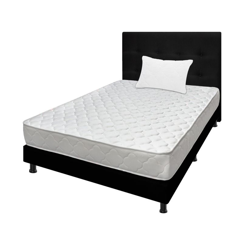 DORMILANDIA - Combo colchón sencillo 100x190 espumado macizo  base cama entera  cabecero  almohada.