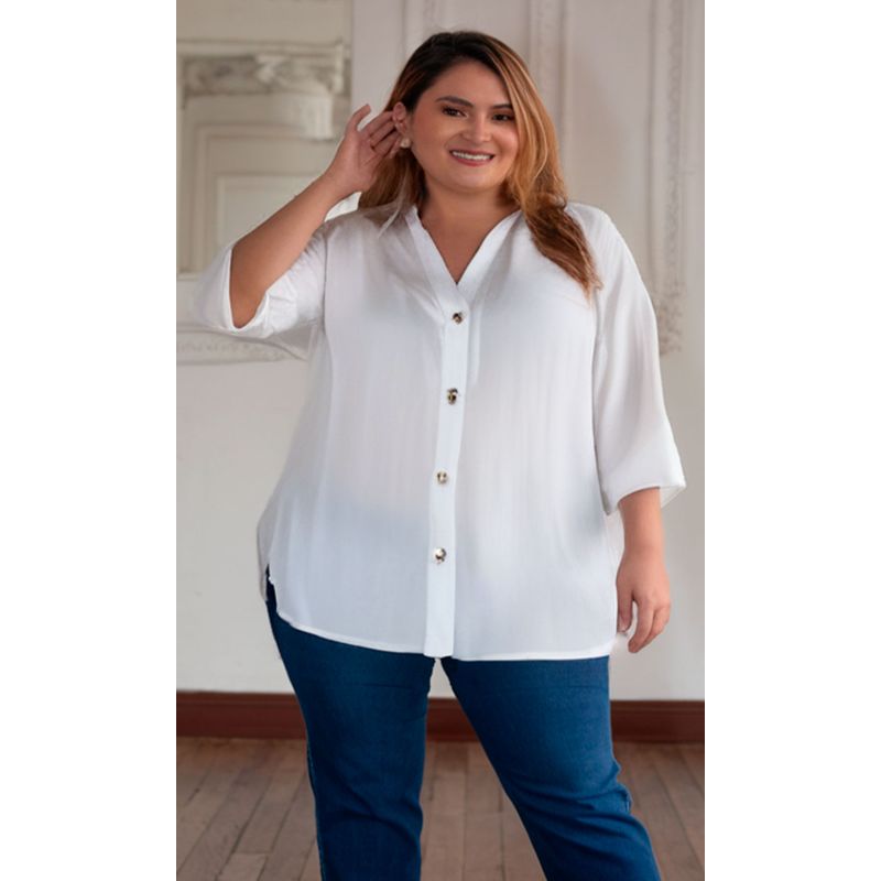 L Y H - Blusa Para Mujer Manga 34 Blanco Marca L&H