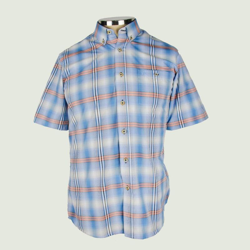 L Y H - Camisa Para Hombre Manga Corta Azul Marca L&H