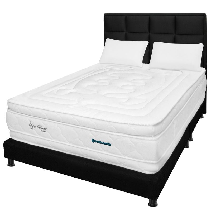 DORMILANDIA - Combo colchón queen 160x190 espumado super dream plus + base cama dividida + cabecero