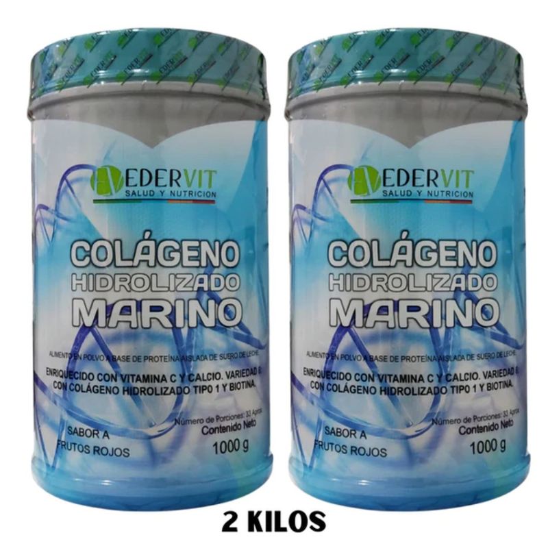 EDERVIT - 2 kilos de Colágeno hidrolizado marino 1000g - Edervit