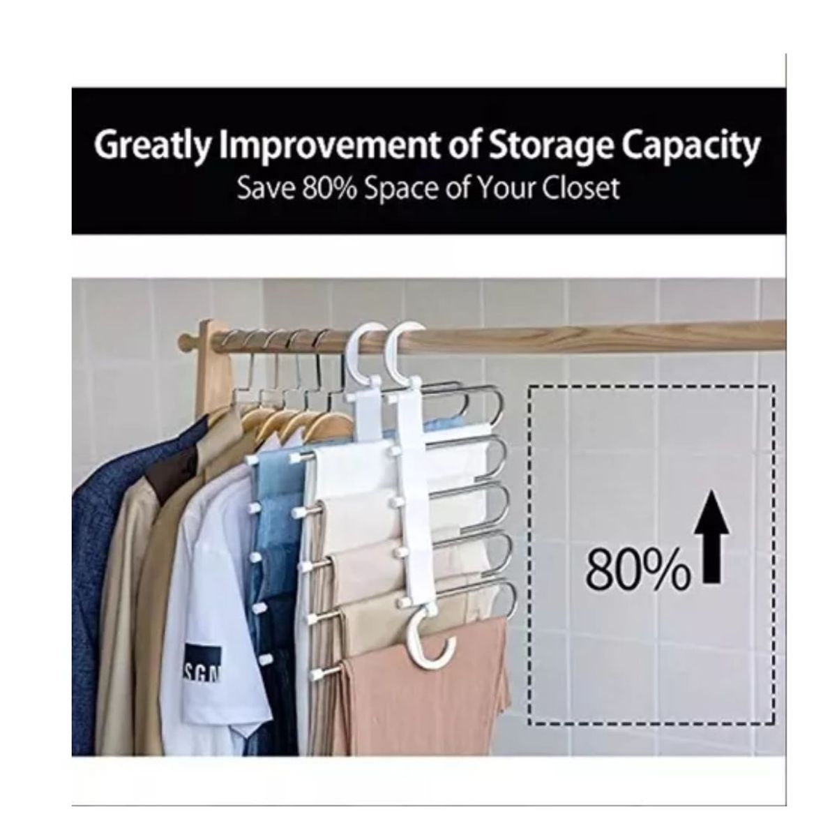 AFM - Gancho Ropa Múltiple Ahorrador Espacio 5 En 1 Pantalones