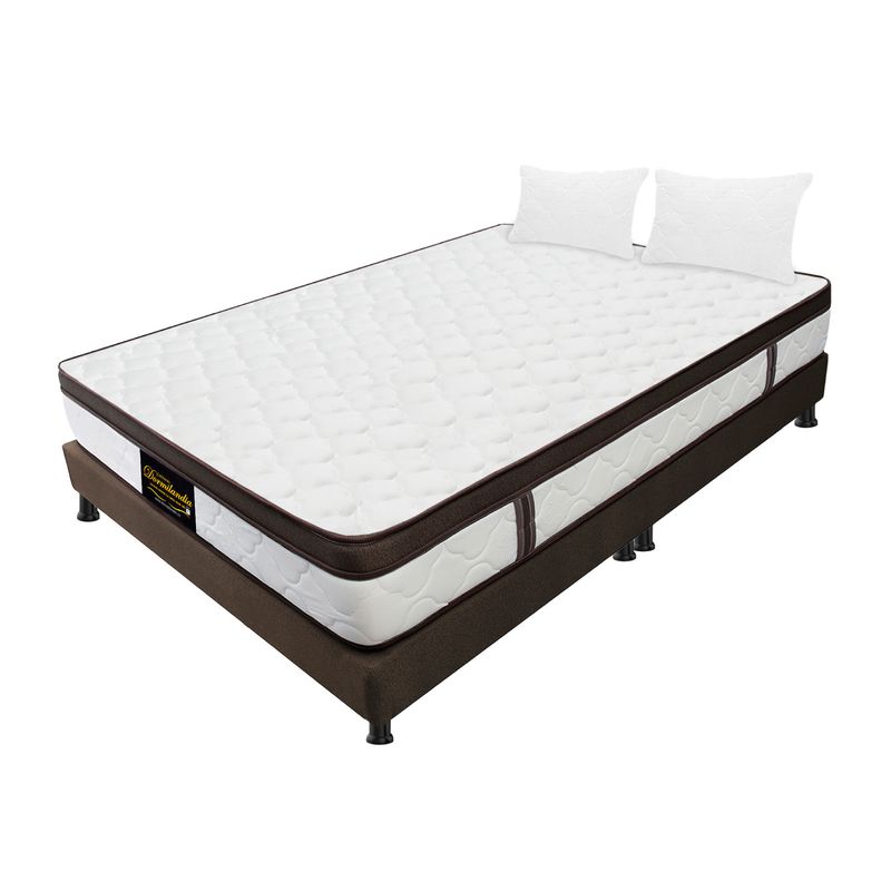 DORMILANDIA - Combo colchón café king 200x200 resortado dublín base cama almohada