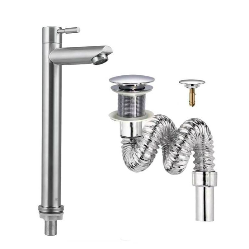 GENERICO - Kit Grifería Lavamanos Alta Agua Fría Inoxdesague Push Flex
