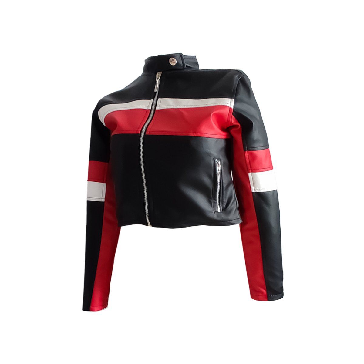 SYK - Chaqueta Para Mujer  Tipo Motera De Cuerotex