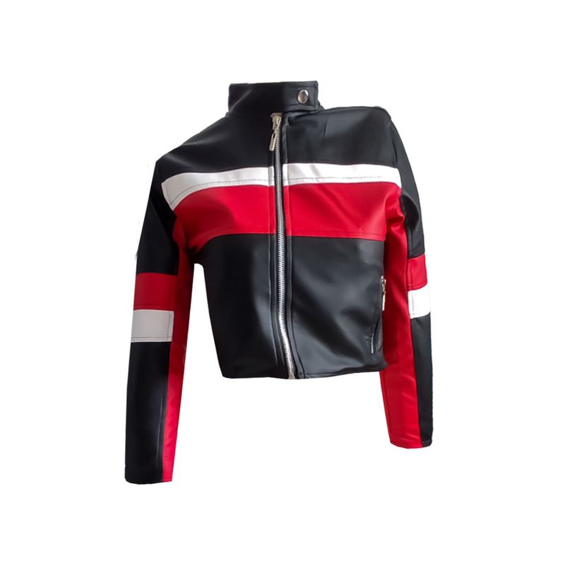 SYK - Chaqueta Para Mujer  Tipo Motera De Cuerotex