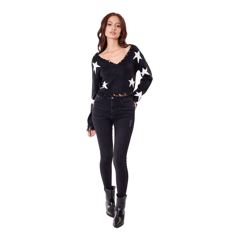 DREAMER - Sweater cuello pico estrellas