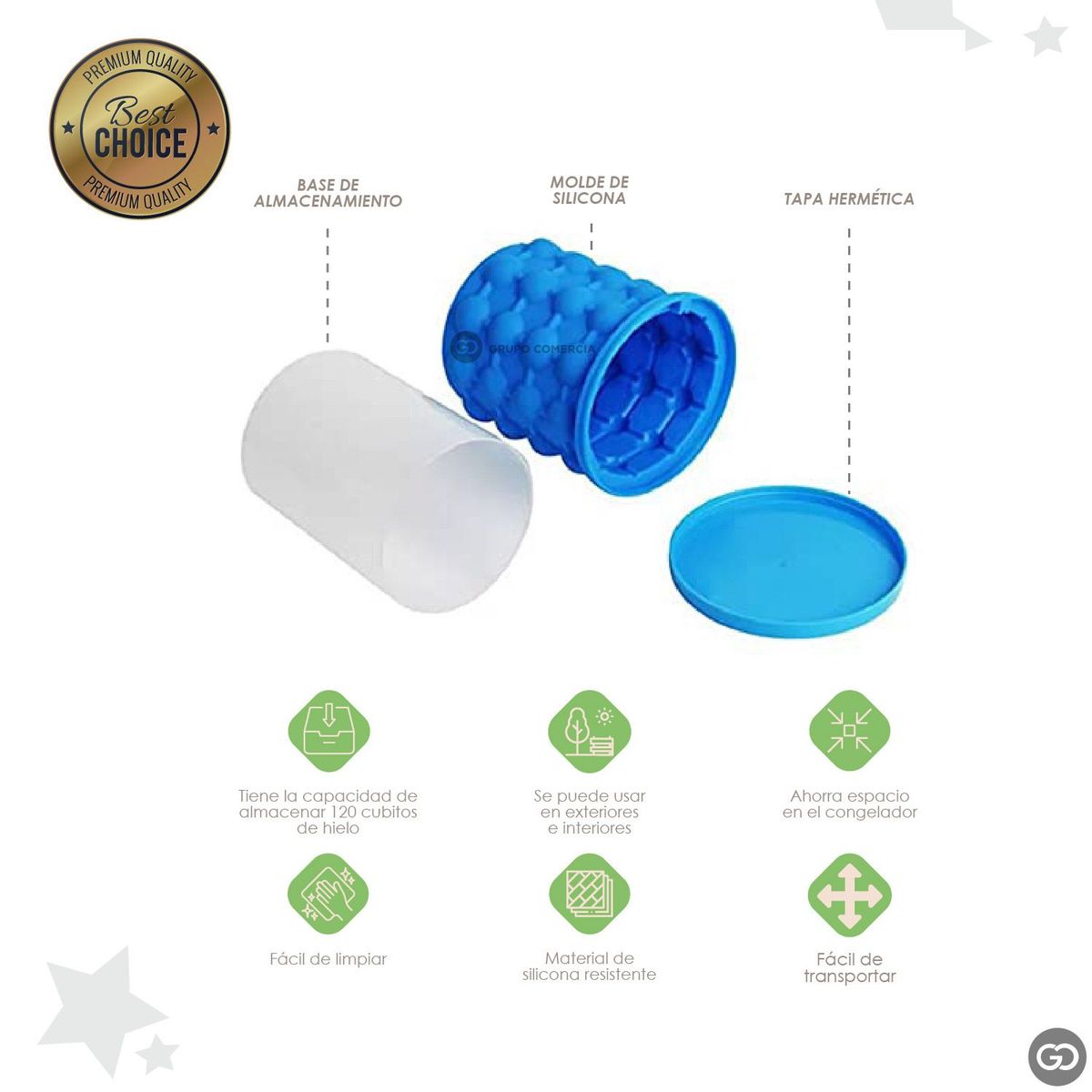 XIONG CHENG - Hielera Molde Silicona Doble Cámara Para 120 Cubos De Hielo
