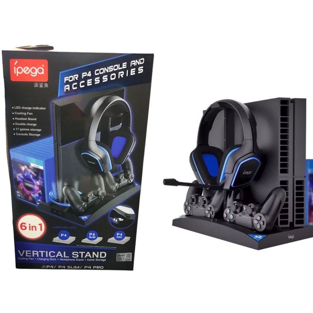 GENERICO - Base Refrigerante Vertical 6 En 1 Ipega Multifuncional Ps4