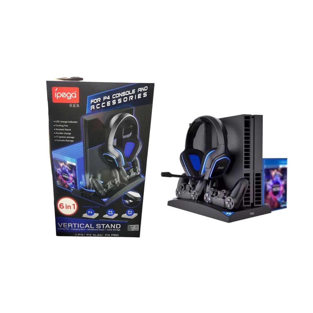 GENERICO - Base Refrigerante Vertical 6 En 1 Ipega Multifuncional Ps4