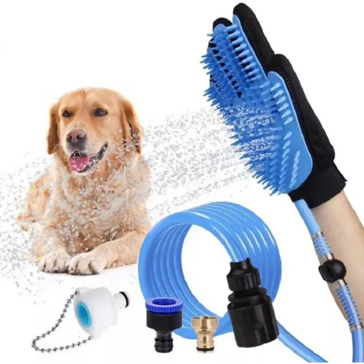 GENERICO - Guante De Baño Para Mascotas Con Manguera Peina Y Masajea