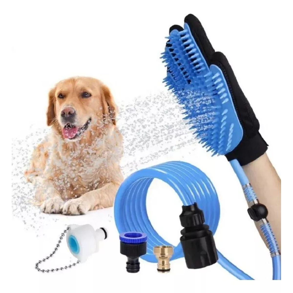 GENERICO - Guante De Baño Para Mascotas Con Manguera Peina Y Masajea