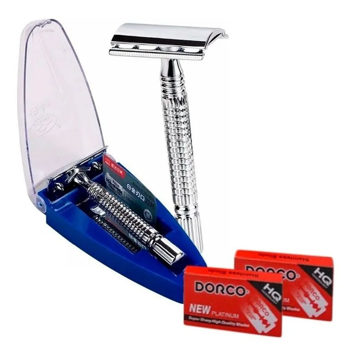GENERICO - Maquina Afeitar Clásica Tradicional + 10 Cuchillas Metal
