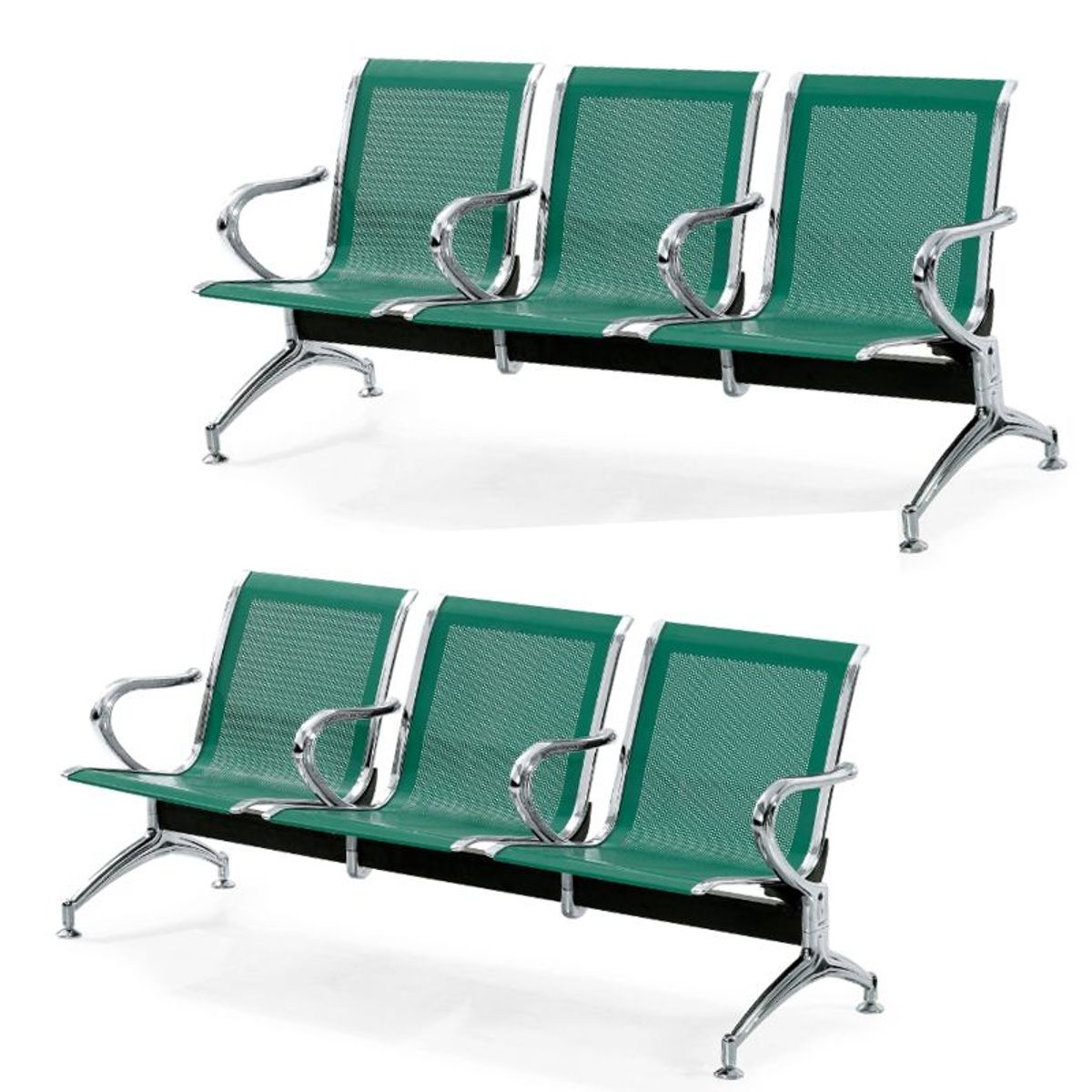 MOBLIHOUSE - Set X2 Silla Tándem 3 Puestos Espera Alto Trafico Metálica Aaa