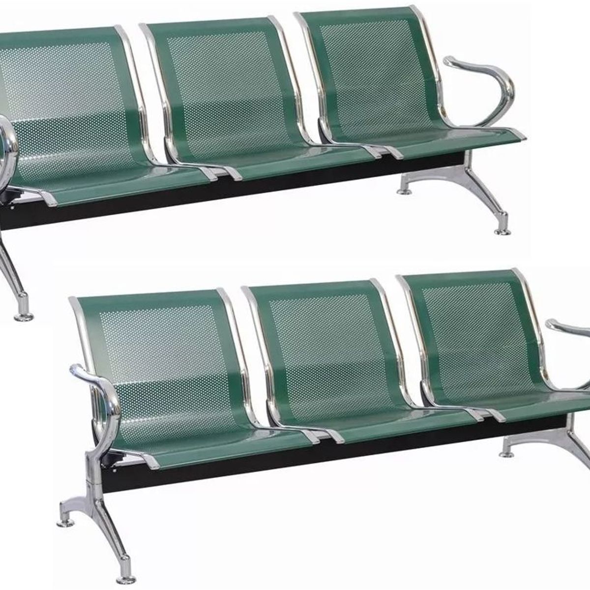 MOBLIHOUSE - Set X2 Silla Tándem 3 Puestos Espera Alto Trafico Metálica Aaa