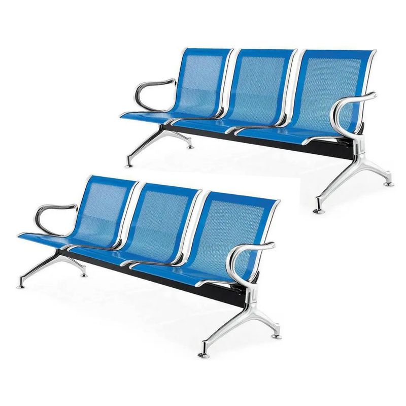 MOBLIHOUSE - Set X2 Silla Tándem 3 Puestos Espera Alto Trafico Metálica Aaa