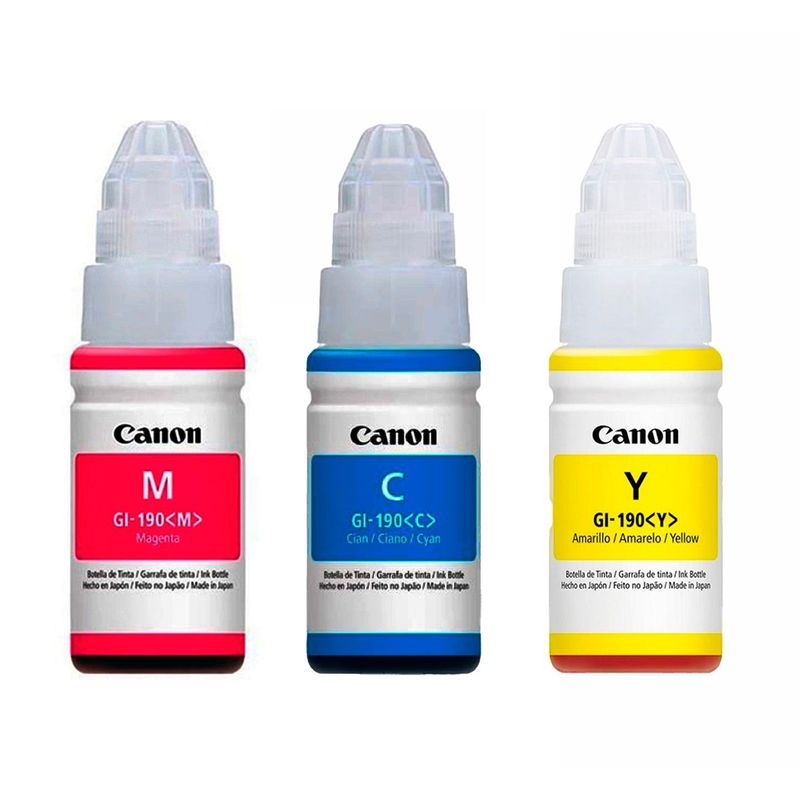 CANON - Tinta Canon GI190 para impresoras G1100 G2100 G3100 G3110 G4100 KITX3