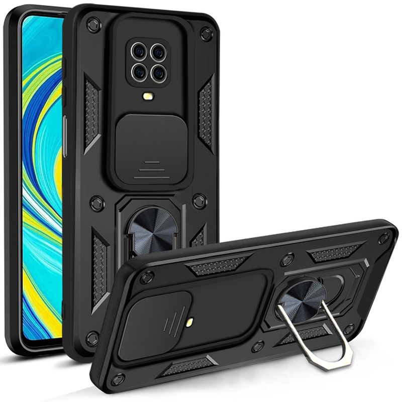GENERICO - Funda Case Protector Slider Compatible XIaomi Note 9S y 9 Pro Negro