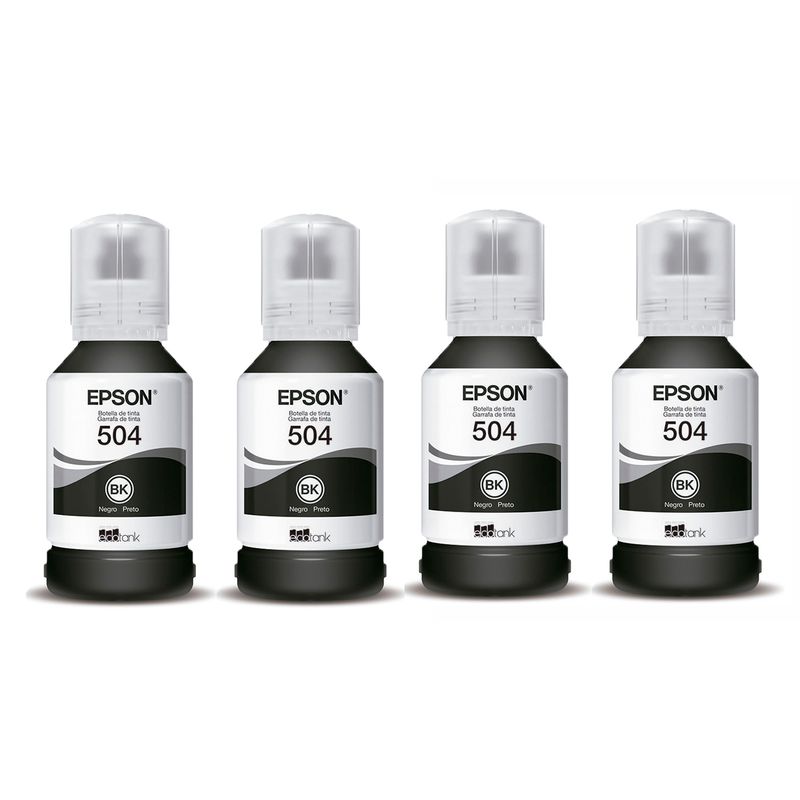 EPSON - Tinta Epson 504 Negra para impresoras L4150 L4160 L6161 L6171 KITX4