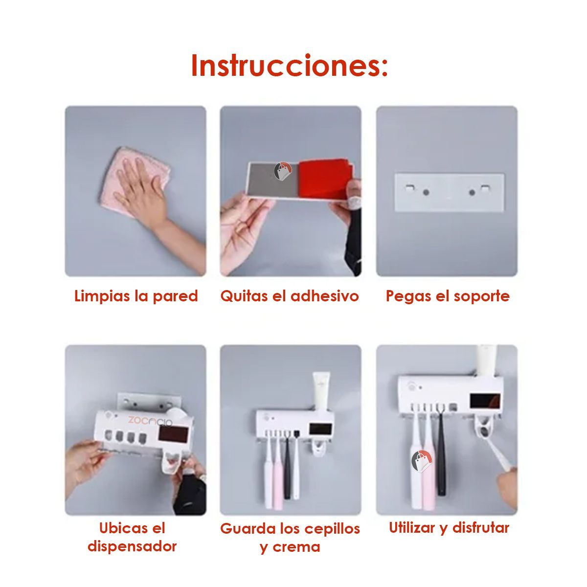 GENERICO - Soporte De Cepillos Y Dispensador De Crema Con Esterilizador
