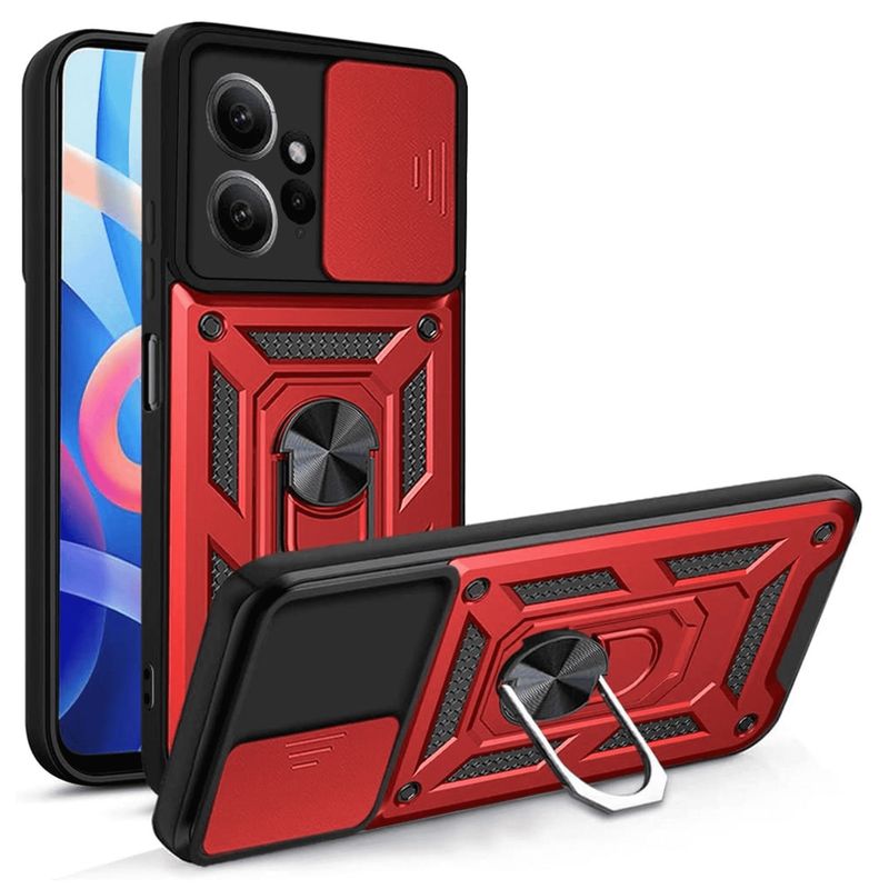 GENERICO - Funda Case Protector Cámara Slider Compatible Xiaomi Note 12 4G Rojo