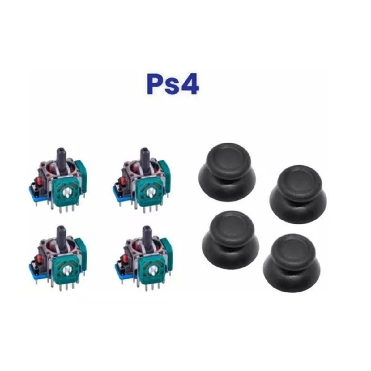 GENERICO - 4 Análogo Repuesto Joystick + 4 Capuchas Para Control Ps4