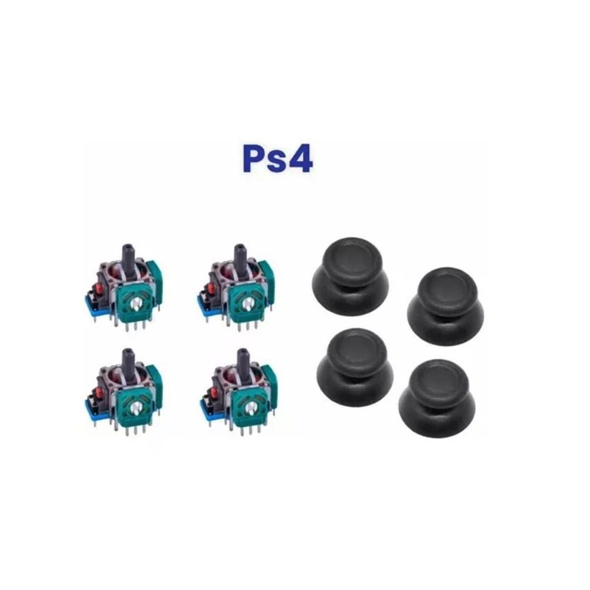 GENERICO - 4 Análogo Repuesto Joystick + 4 Capuchas Para Control Ps4