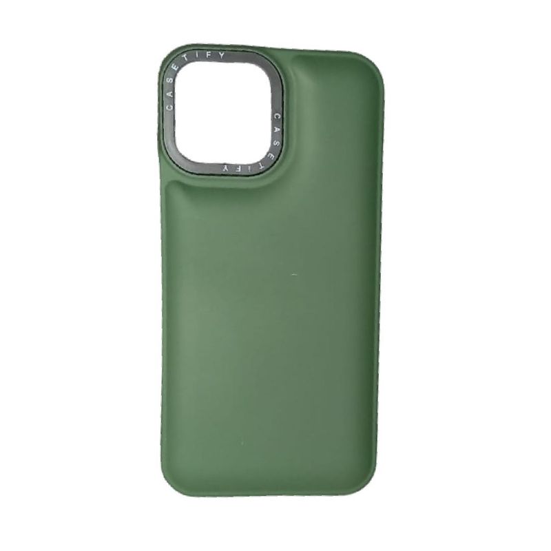 GENERICO - Forro Silicone Case Acolchada Compatible con Iphone 13 Pro Max Verde Militar