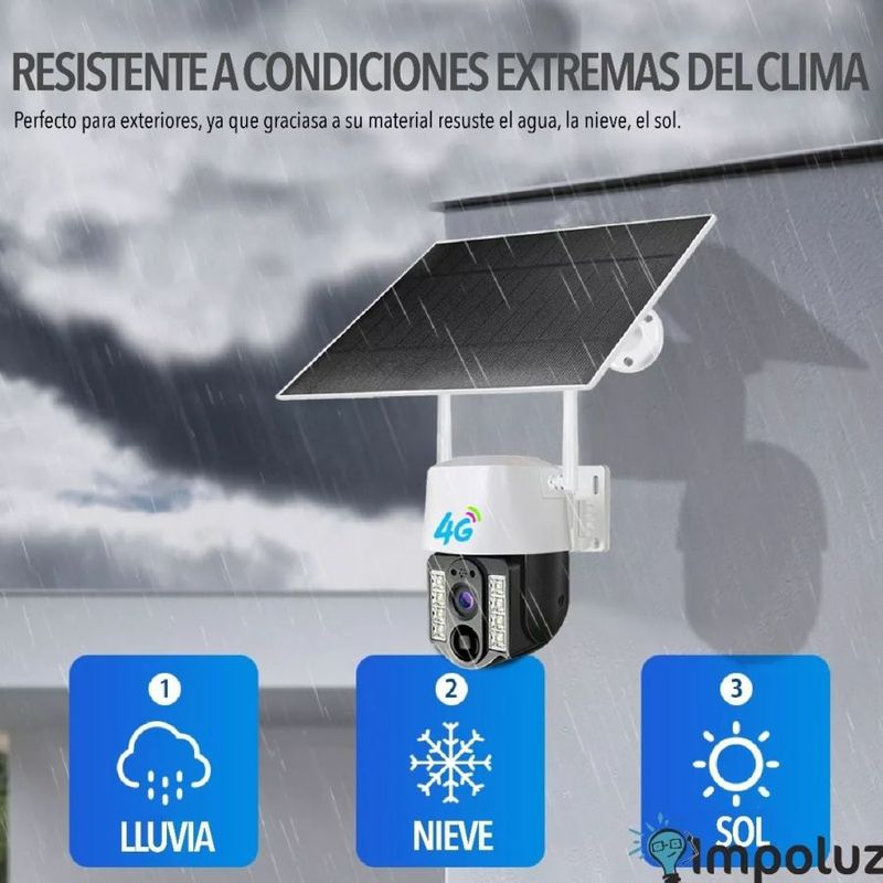 GENERICO - Camara Panel Solar 4g Motorizada Exterior Detección Humana