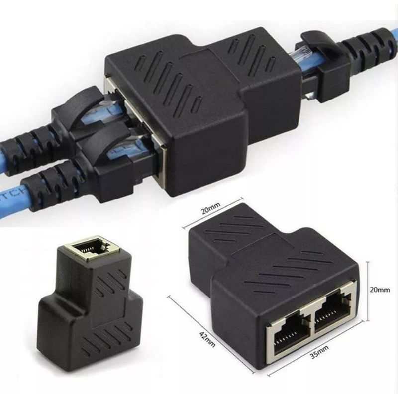 GENERICO - Splitter Divisor Red Rj45 / Adaptador Hembra / 1 A 2 / Fino