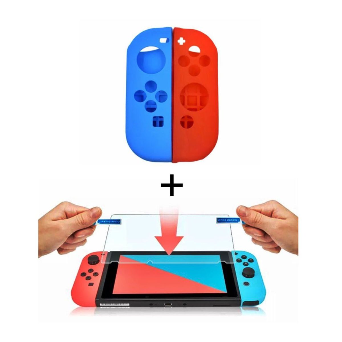 GENERICO - Protector Silicona Joycon + Vidrio Templado Para Switch