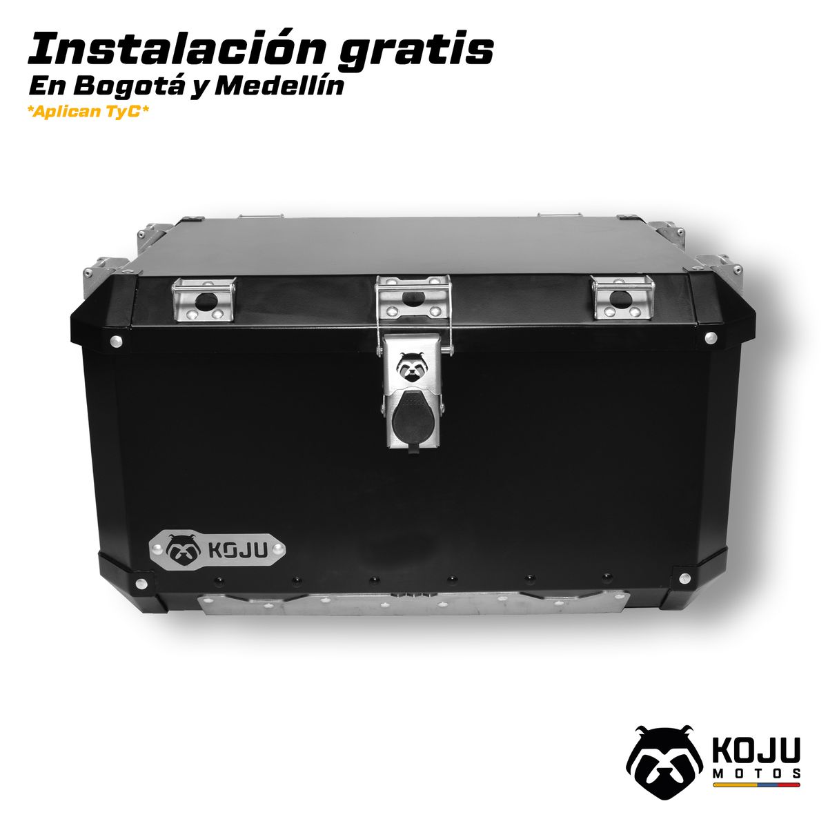 KOJU - Maletero en aluminio para moto-59L tono NEGRO marca KOJU